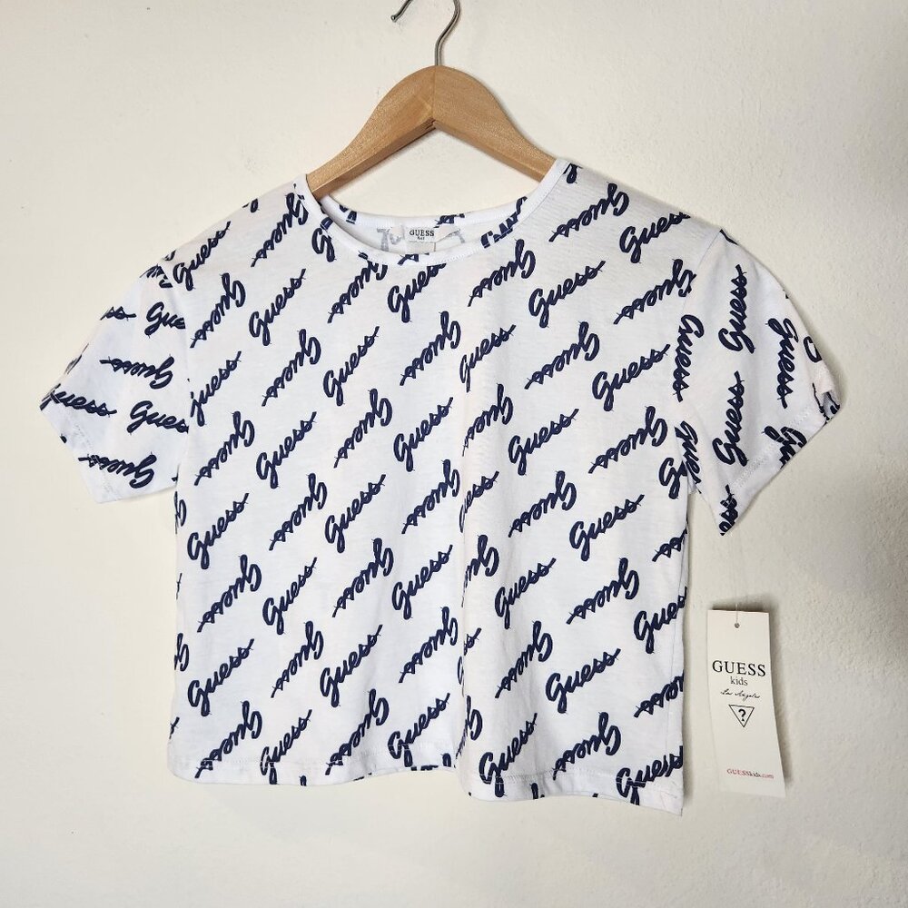 NWT Guess Kids Girls Medium (10-12) White Graphic Crop Top